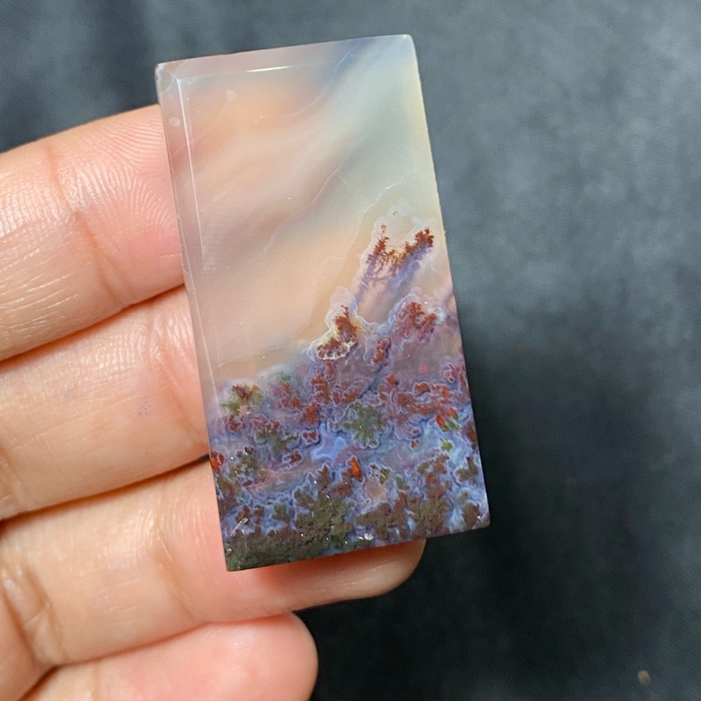 Rectangular Moss Agate Stone With Unique Patterns - image 3